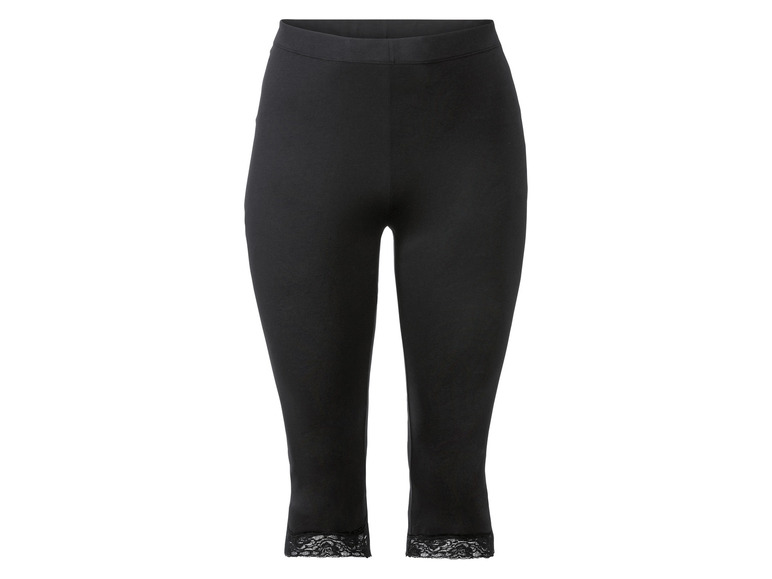 esmara Dames capri legging (XL (48-50), Zwart met kanten details)