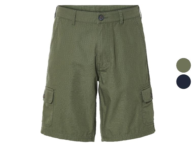 Olijfgroene cargoshorts, verkrijgbaar in meerdere kleuren.