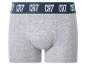 Grijze boxershort met donkerblauwe tailleband en witte tekst 'CR7'.