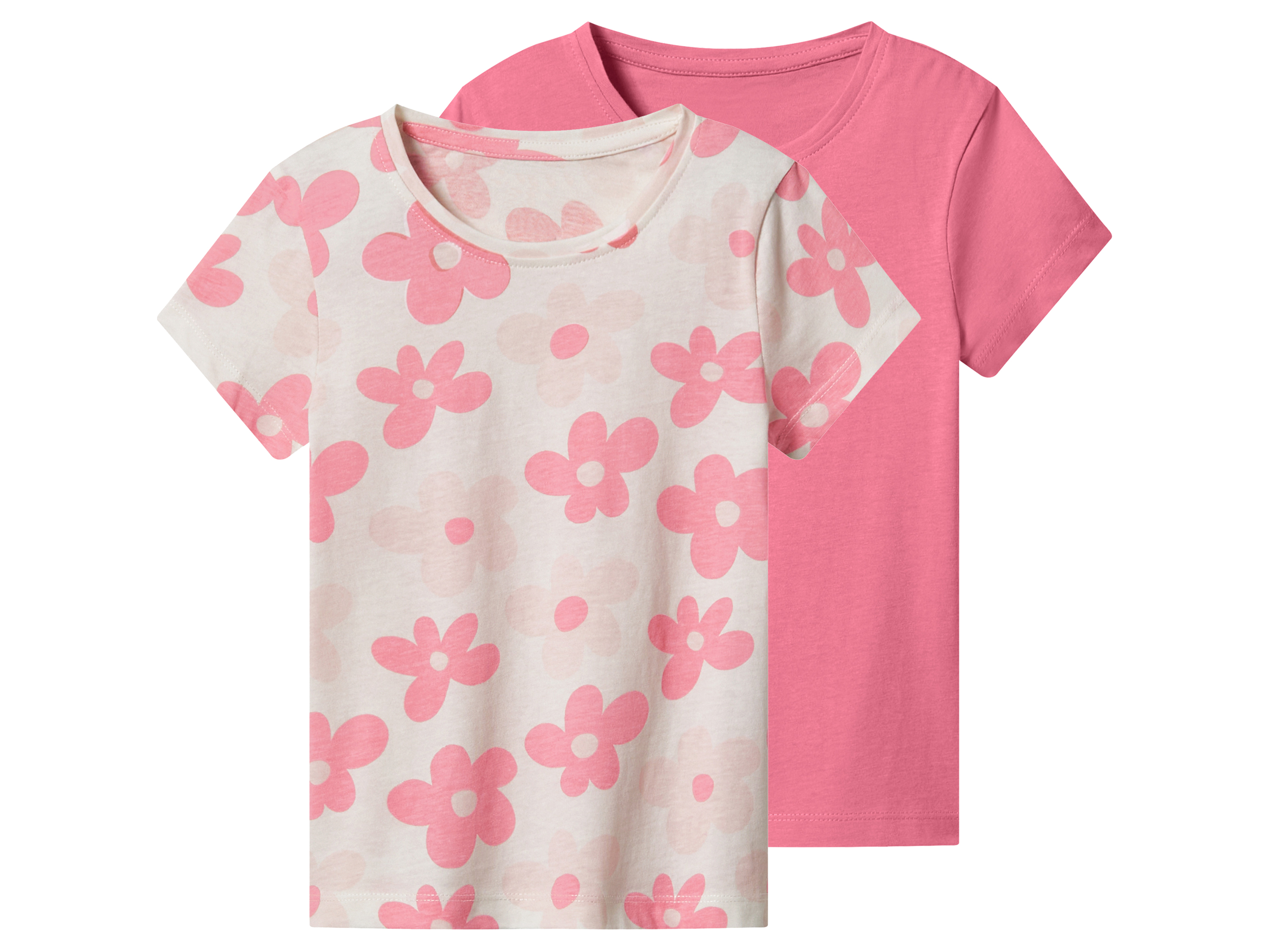 lupilu Set van 2 kinder T-shirts (Roze/wit, 122/128)