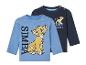 Twee blauwe en donkerblauwe T-shirts met lange mouwen voor baby's met Simba van The Lion King.