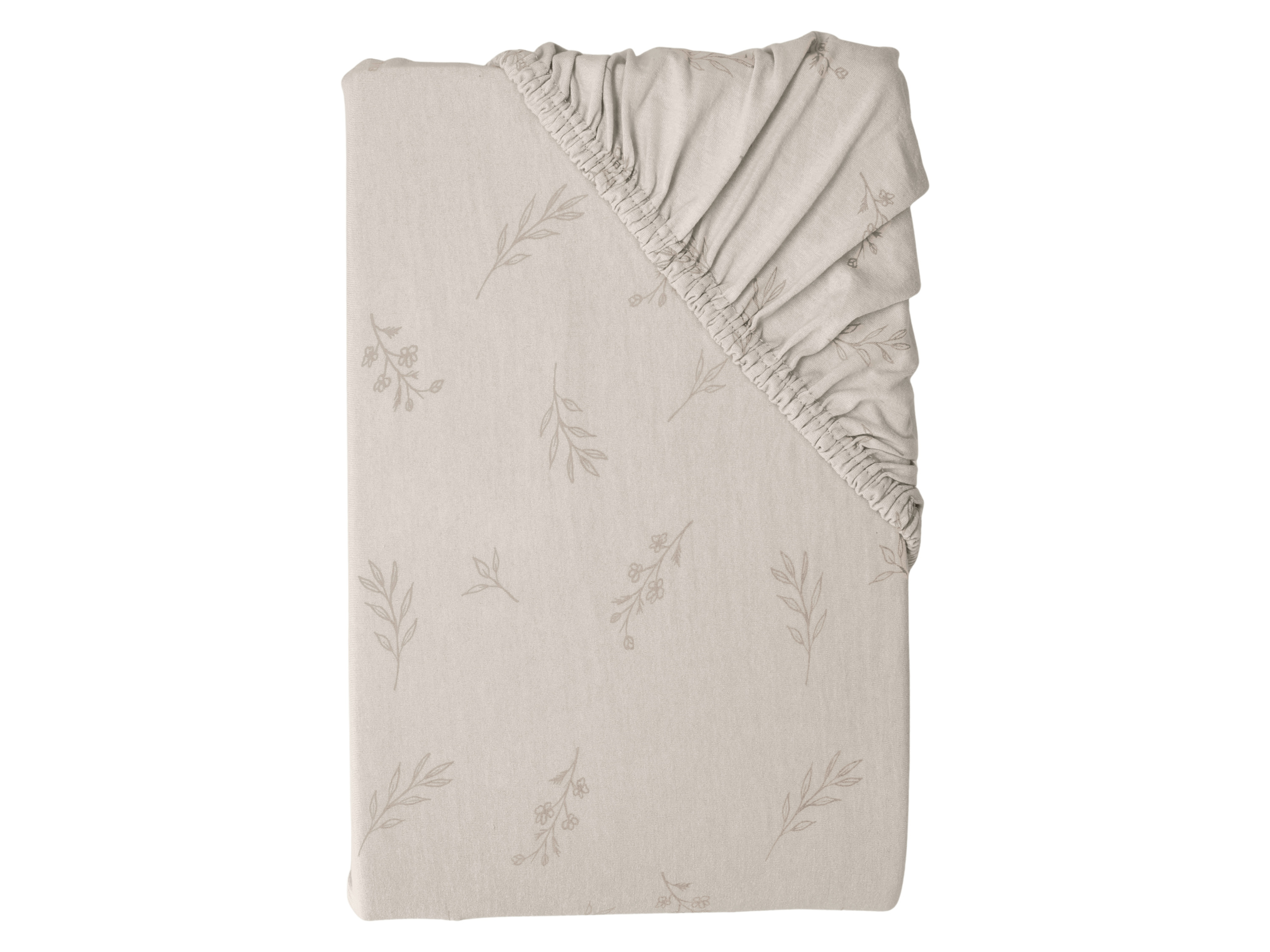 LIVARNO Jersey hoeslaken 140-160 x 200 cm (Bladeren/beige)