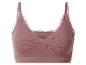 Roze geribbelde bralette met kanten rand