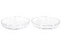 Twee transparante, ronde opbergbakken.