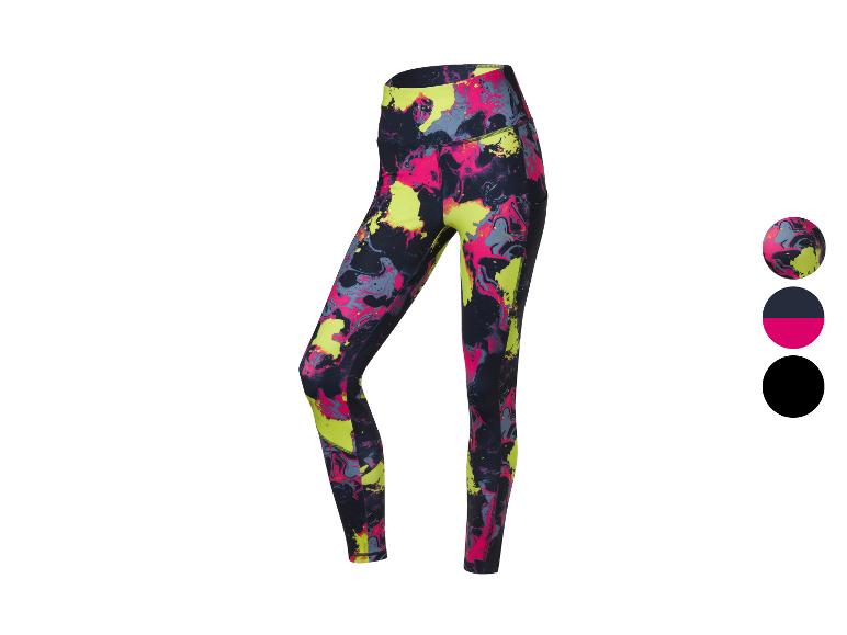 Sportieve leggings met een marmeren print in felle kleuren.