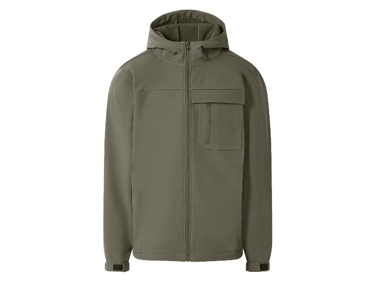 Groene softshell jas met capuchon en rits