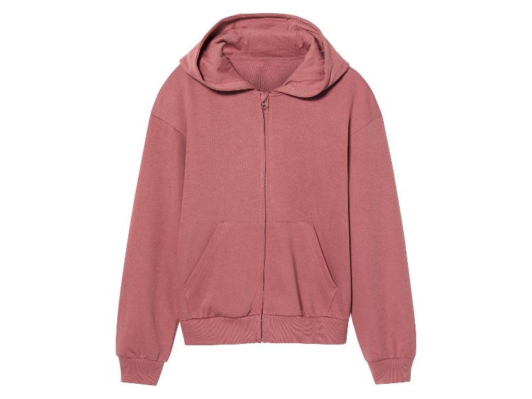 Roze hoodie met rits.
