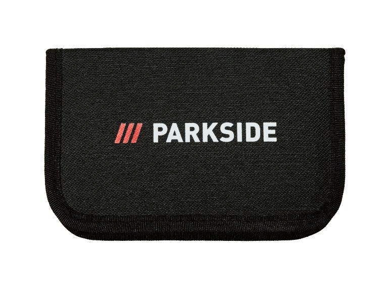 Zwarte PARKISDE gereedschapstas met een rood-wit logo