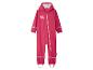 Roze regenpak voor kinderen met capuchon en rits.