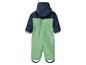 Een groene en blauwe winteroverall voor kinderen.