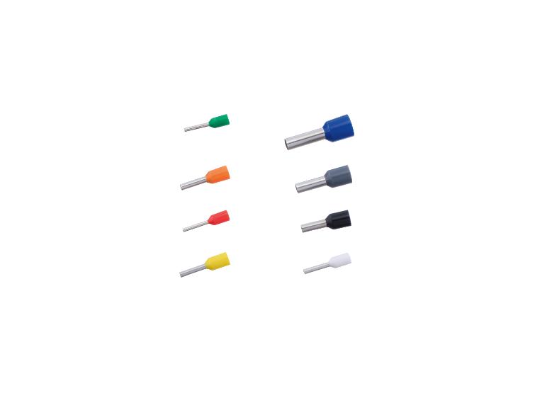 Assortiment gekleurde kabelhulzen voor draden.