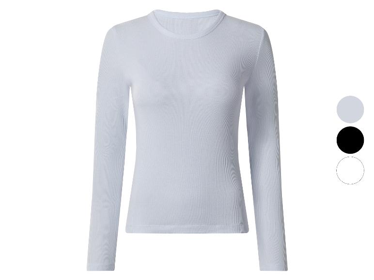 Getailleerd geribbeld shirt met lange mouwen, verkrijgbaar in drie kleuren.