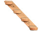 Houten wandrek met vier haken, bekleed met touw.