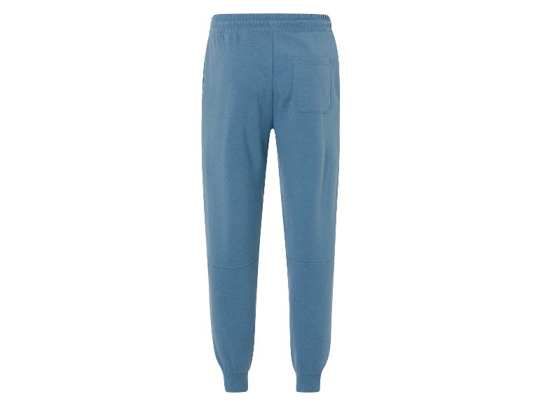 Blauwe joggingbroek met elastische tailleband.