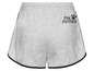 Grijze shorts met zwarte bies en Pink Panther logo.