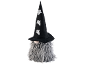 Halloween kabouter met zwarte hoed met spoken en grijze baard.
