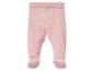 Roze babybroek met voetjes.