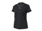 Zwart sportshirt met korte mouwen voor dames, met witte bies rond de hals.