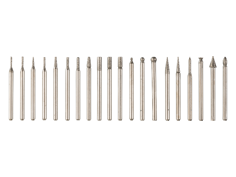 Set van 20 diamantboren voor graveren.