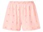 Roze dames short met bloemenborduursel en elastische tailleband.