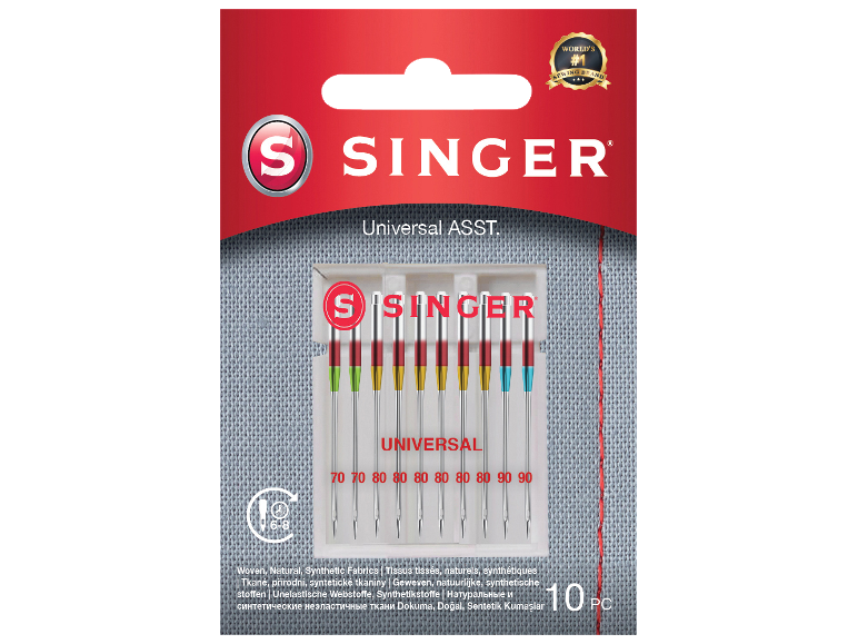 Universele naaimachinenaalden voor diverse stoffen, 10-pack.