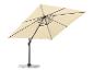 Beige zweefparasol met zwart frame en voet