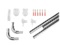 Montageonderdelen voor een douchestang van roestvrij staal.