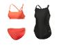 Zwarte badpak en oranje bikini Crivit.
