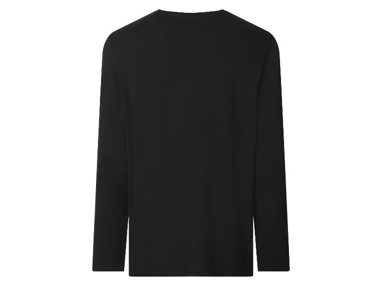 Zwart heren T-shirt met lange mouwen, achteraanzicht.