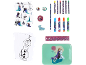 Frozen knutselset met stickers, kleurplaten, kleurpotloden, stiften en een blikken doos.