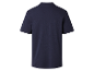 Donkerblauw poloshirt met korte mouwen.