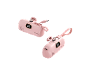 Twee roze 15W powerbanks met digitale displays die 100% lading tonen, met ingebouwde kabels.