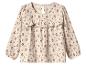Kinderblouse met lange mouwen, beige met bloemenprint en ruches