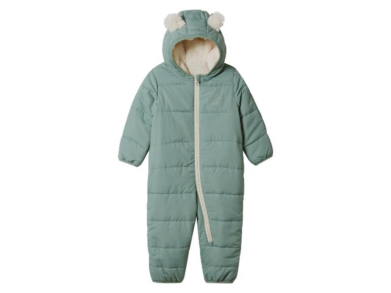 Baby mintgroen sneeuwpak met capuchon met pluche oren en bontvoering