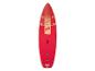 Rood en beige opblaasbaar paddleboard met de tekst 'CRIVIT' en een grafisch patroon.