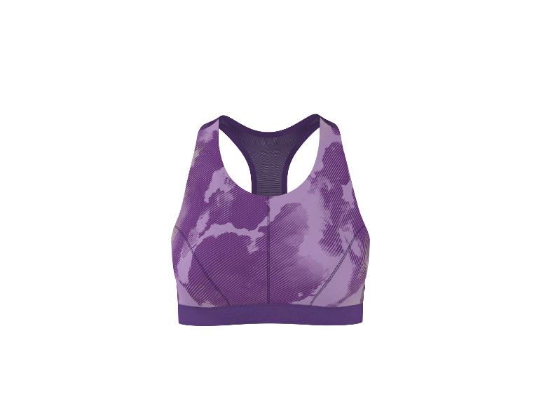 Paarse sportbeha met abstract patroon