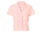 Roze damesblouse met korte mouwen en bloemenborduursel