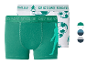 Herenboxershorts met voetbalprint en voetbalsilhouet, in groen en wit.