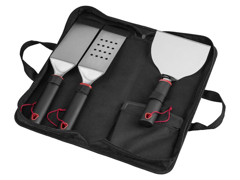 Set van drie grillspatels in een zwart etui met rits.