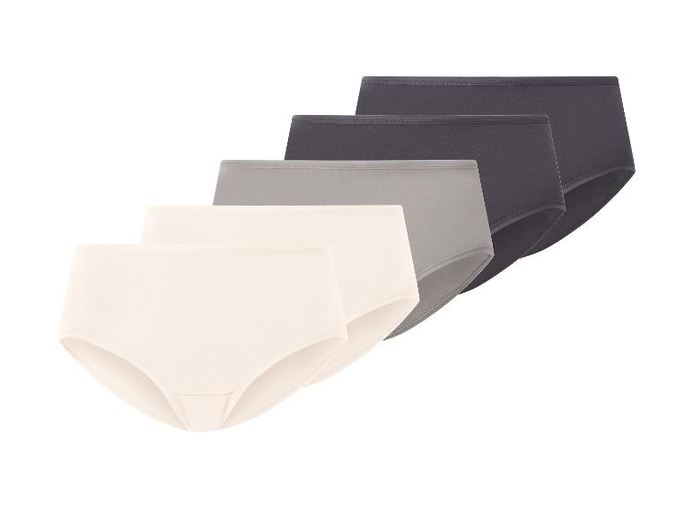 Set van vijf damesonderbroeken in beige, grijs en grafietkleuren.