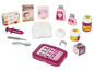 Babyverzorgingsset met Smofy Baby Nurse accessoires: luier, fles, speen, thermometer, injectiespuit, speelgoedtablet en meer.