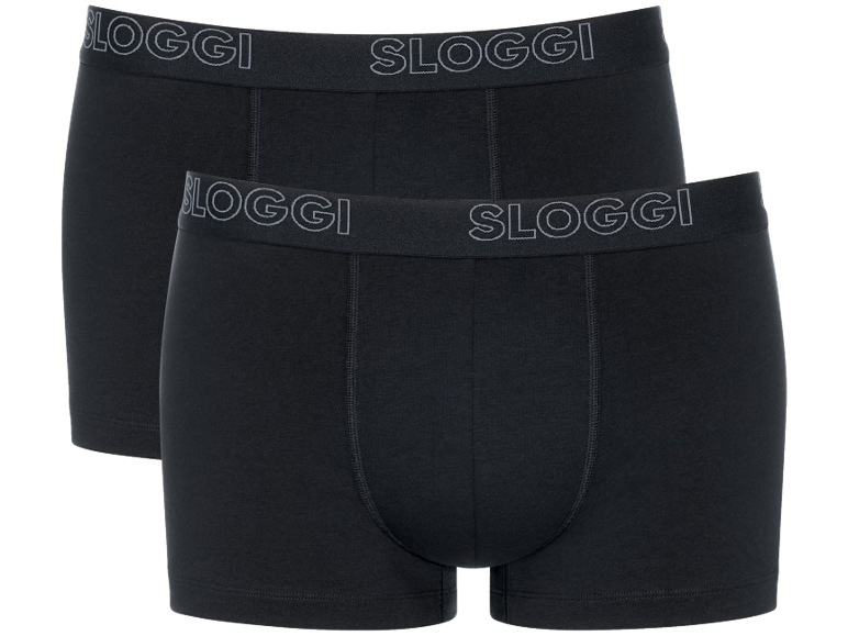 Twee zwarte boxershorts met een elastische tailleband met het merklogo.