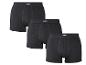 Drie paar zwarte herenboxershorts met zichtbare tailleband.