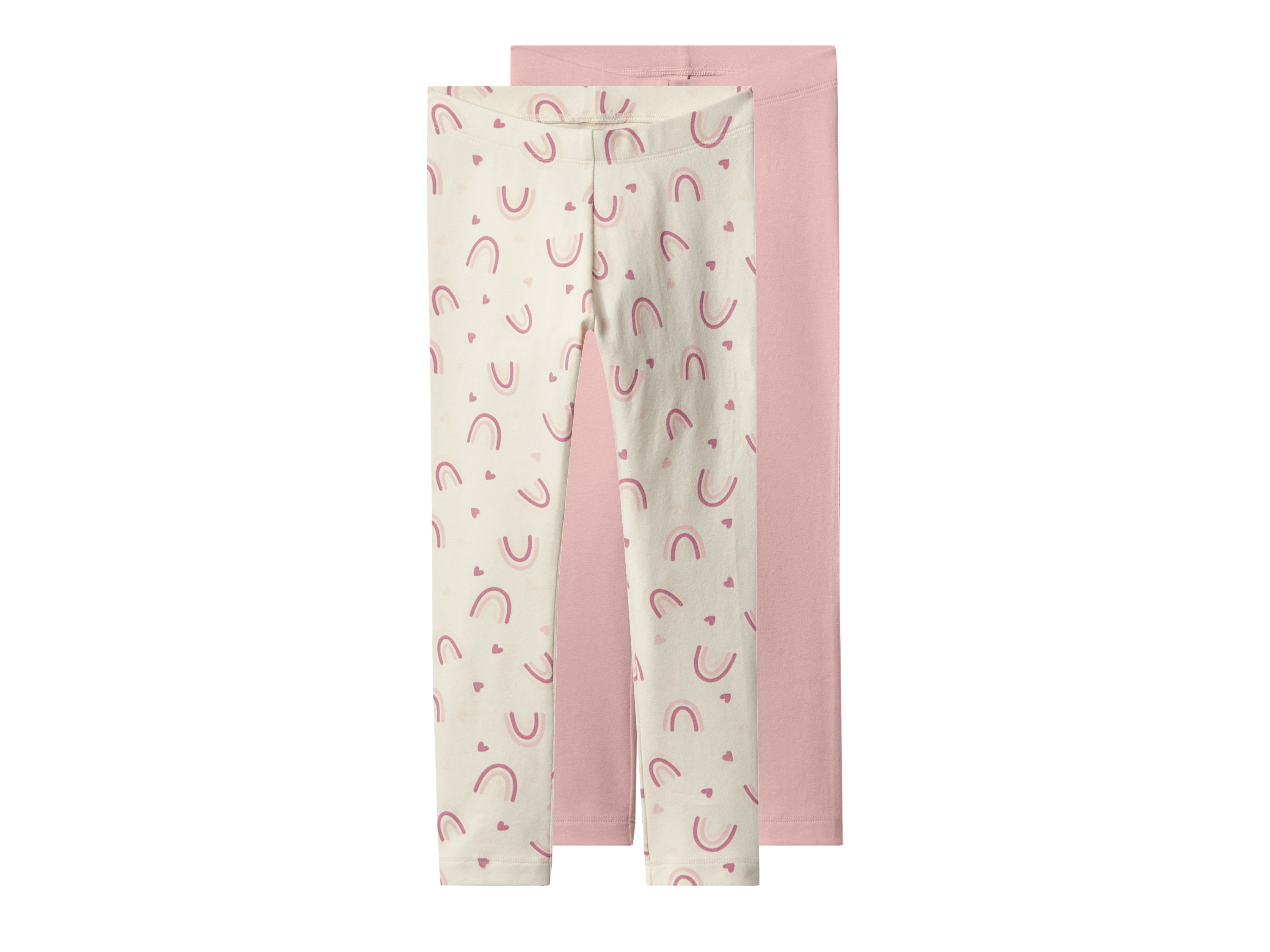 lupilu Set van 2 kinder leggings (Roze/wit, 98/104)