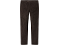 Donkerbruine corduroy broek met achterzak, van achteren gezien.
