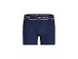 Marineblauwe boxershorts met elastische tailleband met de tekst 'HAPPY SHORTS'.