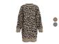 Leopard print trui jurk met lange mouwen, met bruine en grijze kleuropties.