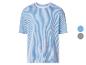 Blauw-wit gestreept T-shirt met korte mouwen en ronde hals.