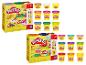 Twee Play-Doh 9-packs, één met een tuinthema en één met een regenboogthema.