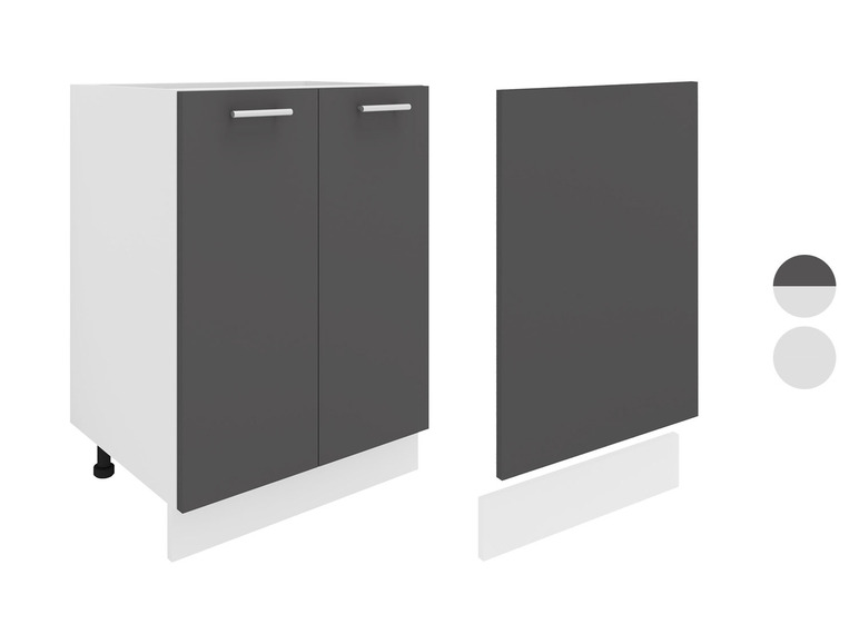 Keukenkastje met twee deuren en een extra paneel.